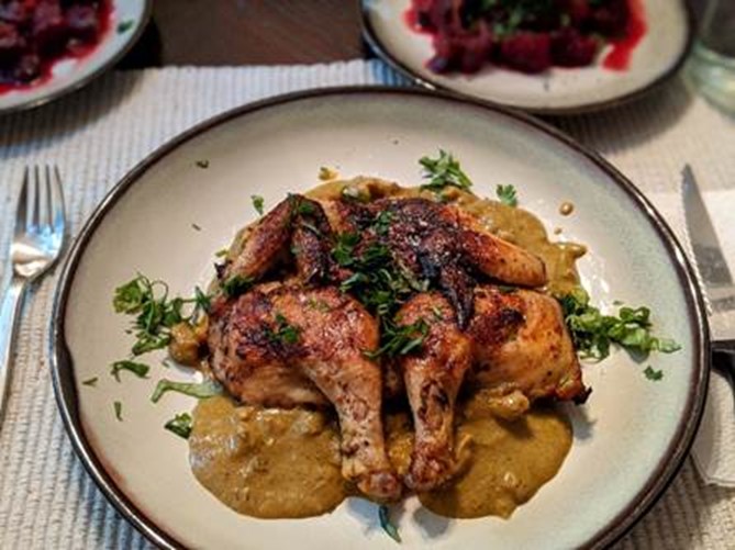 Georgian-Style Cornish Game Hens with Walnut Sauce